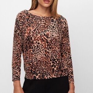 MELANIE LYNE animal print top women’s blouse shirt size medium NWT